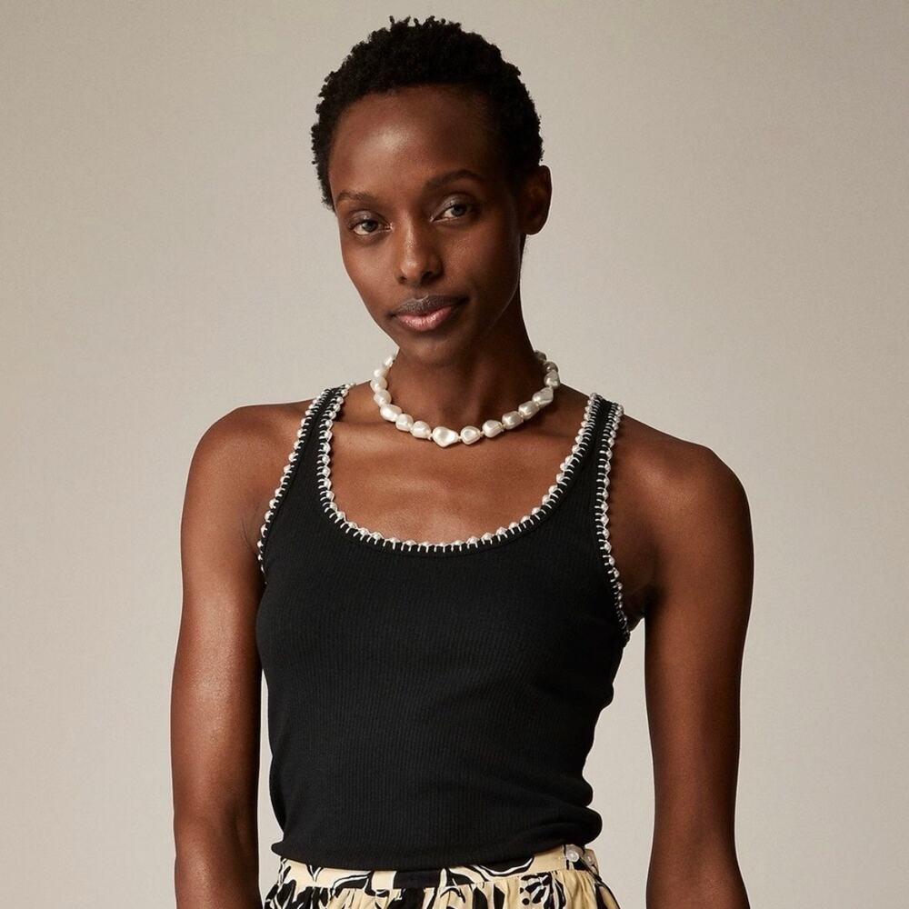 J. Crew Black Tank Top with White Trim